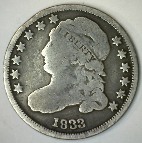 1833 Capped Bust Silver Early Us Dime 10c Us Type Coin Circulated