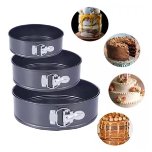 KUCHENDOSE 3ER SET RUNDES MISCHSET NICHT HAFTEN FEDERFORM LOCKER BACKEN 18, 22, 26 cm - Bild 1 von 11