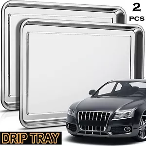 Stainless Steel Large Oil Drain Pan Drip Tray for Under Car Motorcycle Fluid Gr - Picture 1 of 6