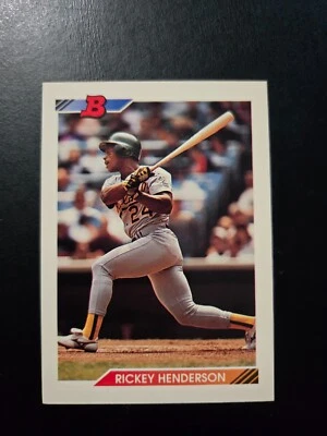 1992 BOWMAN RICKEY HENDERSON BASEBALL CARD #166 OAKLAND ATHLETICS - Image 1 of 2