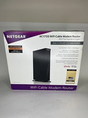 NETGEAR AC1750 Dual Band Gigabit Cable Modem WiFi Router C6300 - Image 1 of 4