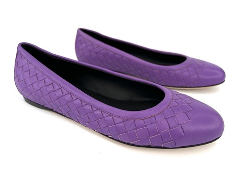 Ballerina Bottega Veneta Intrecciato Intrecciato Viola Pelle Balletto EU 35