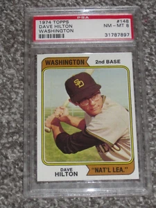 1974 Topps Baseball #148 Dave Hilton Washington Nat'l Lea PSA 8 NM-MT NQ 148 - Picture 1 of 2
