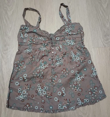 LUX. Top Anthropologie 100 % algodón Empire Babydoll Taupe Acanalado S Foto 1 de 4
