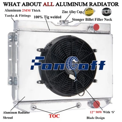 4 Row Radiator+Shroud Fan Fit 1959-65 Chevy Impala Chevelle Bel Air El Camino. Foto 1 de 4