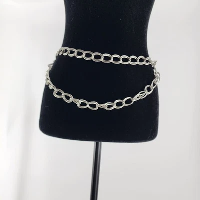 Cinturón de eslabones metálicos tono plata vintage años 80 ajustable 48" Foto 1 de 4