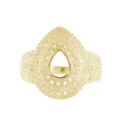 Semi Mount 6x8MM Pear Shape Faceted Ring Sterling Silver Jewelry - Image 1 of 4