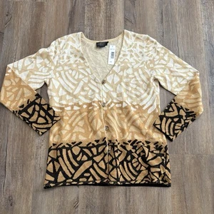 NWT Pendleton Linen Blend Abstract Cardigan Medium Knit Sweater Artsy Western - Picture 1 of 13