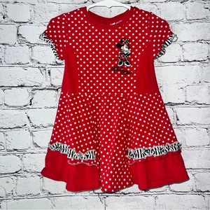 Vestido a Lunares Rojo Manga Corta Minnie Mouse Parques Disney Talla 18 Meses - Imagen 1 de 5