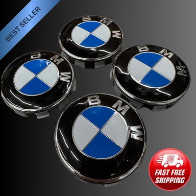 BMW 68mm Rim Caps - 4pc Wheel Center Covers - Gloss Sport Design - Image 1 of 3