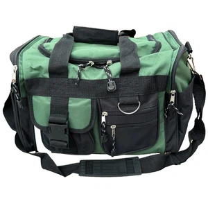 Green & Black Duffel Travel Carry-On Sport 15" Workout Gym Bag with Strap - Picture 1 of 9