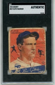 1934 Goudey #22 Floyd Vaughan HOF SGC Authentic Pittsburgh Pirates "Free Ship" - Picture 1 of 2