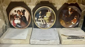 Lot of 3 Norman Rockwell Vintage Edwin Knowles Collector Plates 1980’s All COA’s - Picture 1 of 7
