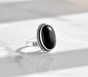 Black Onyx Ring 925 Sterling Silver Ring Woman Handmade Ring All Size SH432 - Picture 1 of 5