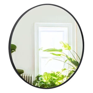 24" Round Wall-Mounted Makeup Mirror Bathroom Bedroom Decorative Metal Frame  - Picture 1 of 23