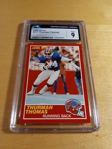 Carta calcio 1989 punteggio #211 Thurman Thomas CGC 9 #A Buffalo Bills ROOKIE, HOF - Foto 1 di 2