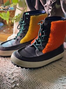 Tory Burch Sport Color-Block Leather Shearling Moccasin Boots S/N 49801 10.5 US