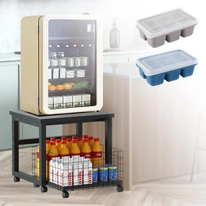 Mini Fridge Shelf with Storage Basket, Rolling Compact Fridge on Wheels - Picture 1 of 7
