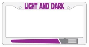 Light And Dark PURPLE White Plastic License Plate Frame Star Wars - Imagen 1 de 1