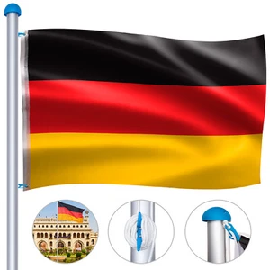 Aluminium Fahnenmast inkl. Deutschland-Fahne Flaggenmast Flagge Mast 6.5m Hotel. - Bild 1 von 12