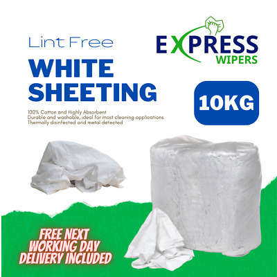 10kg White Cotton Sheeting Lint-Free Garage Workshop Cleaning Rags Wiping Cloths • 59.99£