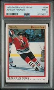 1990-91 O-Pee-Chee Premier Jeremy Roenick Rookie Card #100 Blackhawks PSA 9 Mint - Picture 1 of 2