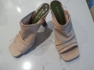 New Latest MARIA LUCA tan soft leather 41/4" heel slip on sandals, sz 40 US 9. - Picture 1 of 6