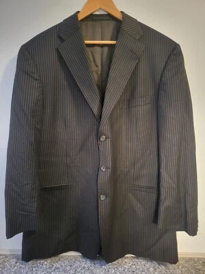 Versace Collection Men's 44R Brown Pinstriped Wool 3 Button Blazer Sport Coat  - Image 1 of 4