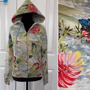 Lucky Brand Hawaiian Jacket Women's MED Y2K 90's Floral Sweatshirt Zip Up - Picture 1 of 8