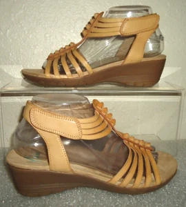 YUU Memory Foam Hilly Tan Ankle Strappy Wedge Sandals Women's Size-8.5M/38 - Picture 1 of 12