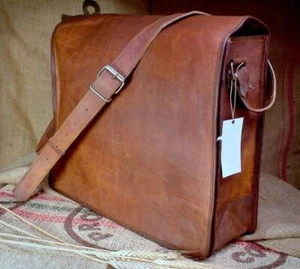 Men's Genuine Leather Business Messenger Bag Briefcase Laptop Document L Satchel - Picture 1 of 8