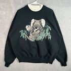 Vintage 90s Koala Cute Wild Animal Sweater Womens XL Black Crewneck Sweatshirt