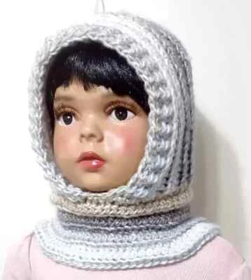 handmade crochet baby hat hood cowl toddler 1-3 years licorice brown - Image 1 of 2