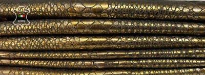 METALLIC BRONZE SNAKE PRINT On Soft Goatskin leather 2 skins 5sqf 0.8mm #B8134 - Image 1 of 4