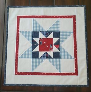 Handmade quilted table Topper/wall hanging/ red, white and blue/patriotic