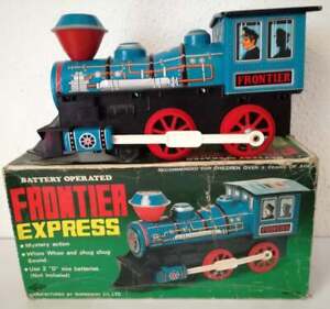 Vintage Metal Tin Toy Train SKK SHINSEIKIKI Battery Operated Frontier Express