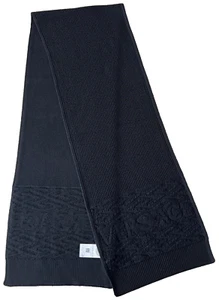 NWT Versace La Greca Greek Key Logo Black Jacquard Rib Knit Wool Long Scarf $750 - Picture 1 of 24