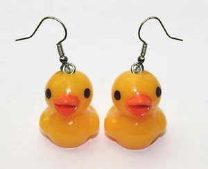 2 Stck. Gelbe Ente Ohrringe, Gummi Ente Entlein Stil Perle Zum Selbermachen Schmuck Charms - Bild 1 von 4