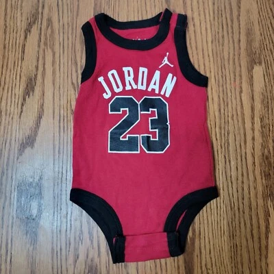 Air Jordan #23 Michael Jordan Infant Bodysuit Red Black Size 6 Months Sleeveless - Image 1 of 4
