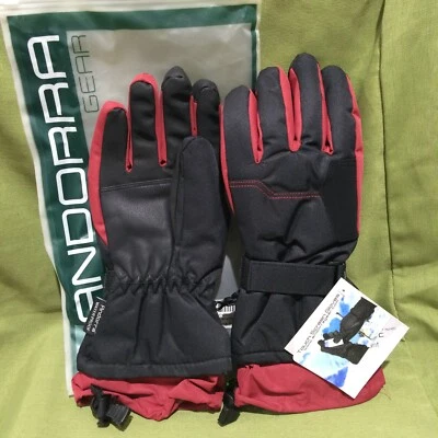 Thinsulate Waterproof Insulated 3M BLACK W/ RED TRIM (S) Winter Snow Ski Gloves - Image 1 of 4