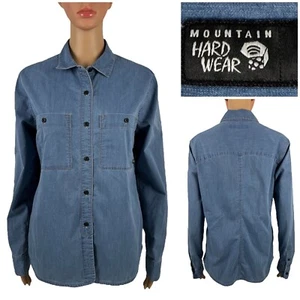 Camicetta donna media top Mountain Hardwear Chambray blu misto cotone - Foto 1 di 11