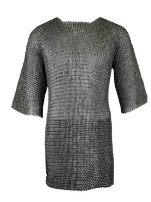 Camisa de cota de malla remachada plana de acero dulce de 9 mm para recreación camisa de cota de malla armadura Foto 1 de 4
