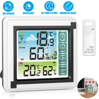 Indoor Outdoor Thermometer Hygrometer Wireless Humidity Meter Weather Station - Image 1 of 4