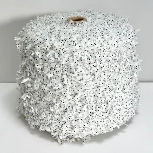 Unique, fancy, flag yarn on cone. White with teeny black polka dots. 1 Kilo. - Picture 1 of 6