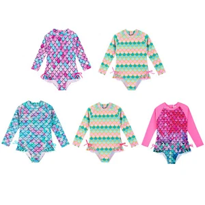 Baby Girls Swimwear Rompers Fish Scale Hawaii One-piece Beach Swimsuit Cute - Picture 1 of 80