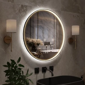 Puluomis 60 cm Runder Badezimmerspiegel Schminkspiegel mit doppelter Lichtleiste - Bild 1 von 10