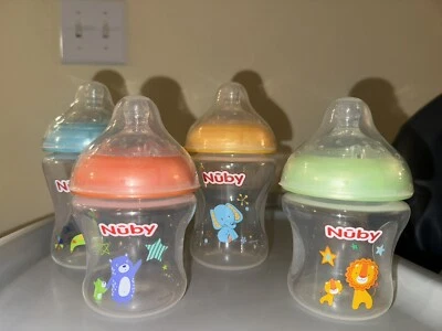 Nuby Anti-Colic Natural Touch Infant Bottles -Silicone Nipple - Set Of 4/2 Sizes - Image 1 of 3