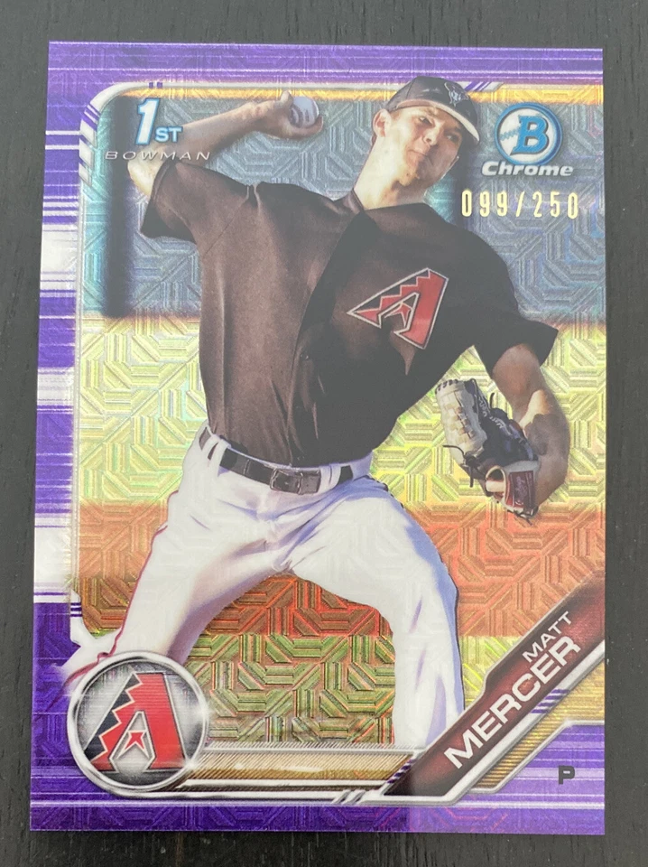 2019 Bowman Chrome Mega Matt Mercer Purple Refractor Prospect #099/250 - Image 1 of 2