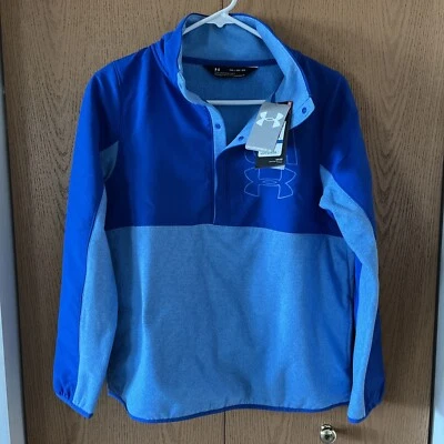 NEW! Under Armour Girls Size YXL Cold Gear 1/4 Snap Blue Pullover Fleece Jacket - Image 1 of 4