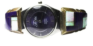 Sterling Silber Gay-Gay Amethyst Opal Inlay Uhrenarmband Manschetten 16mm Bandanstöße - Bild 1 von 7